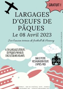 Le BVHonnay vous invites à son traditionnel largages d'oeufs de Pâques ce 08 Avril 2023.